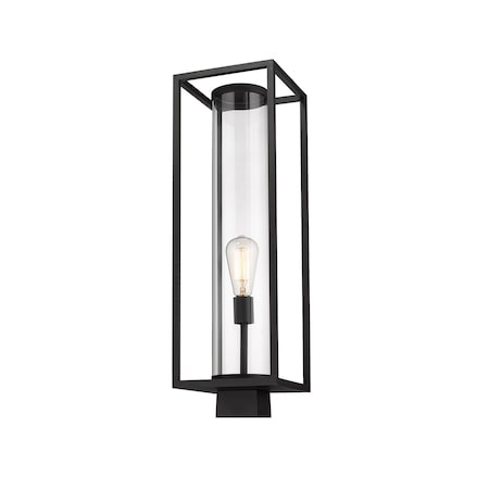 Z-Lite Dunbroch 1 Light Outdoor Post Mount Fixture, Black & Clear 584PHBS-BK